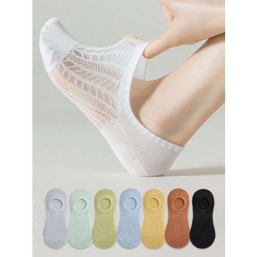 1pair Casual Breathable Hollow Out Plain Ankle Socks